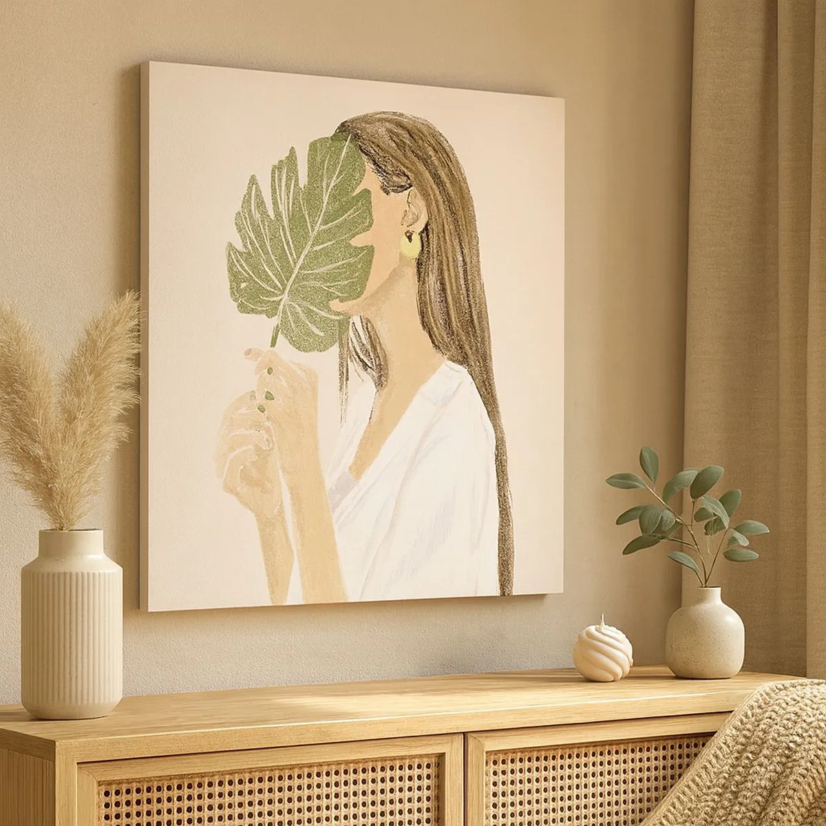 Quadro su tela - Stampe su Tela - Misterioso ritratto con ventaglio - 30x30 cm