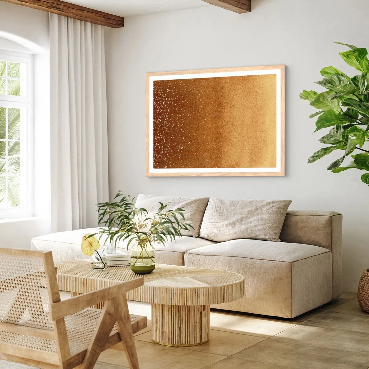 Poster in cornice rovere chiaro - La nascita della luce - 50x40 cm
