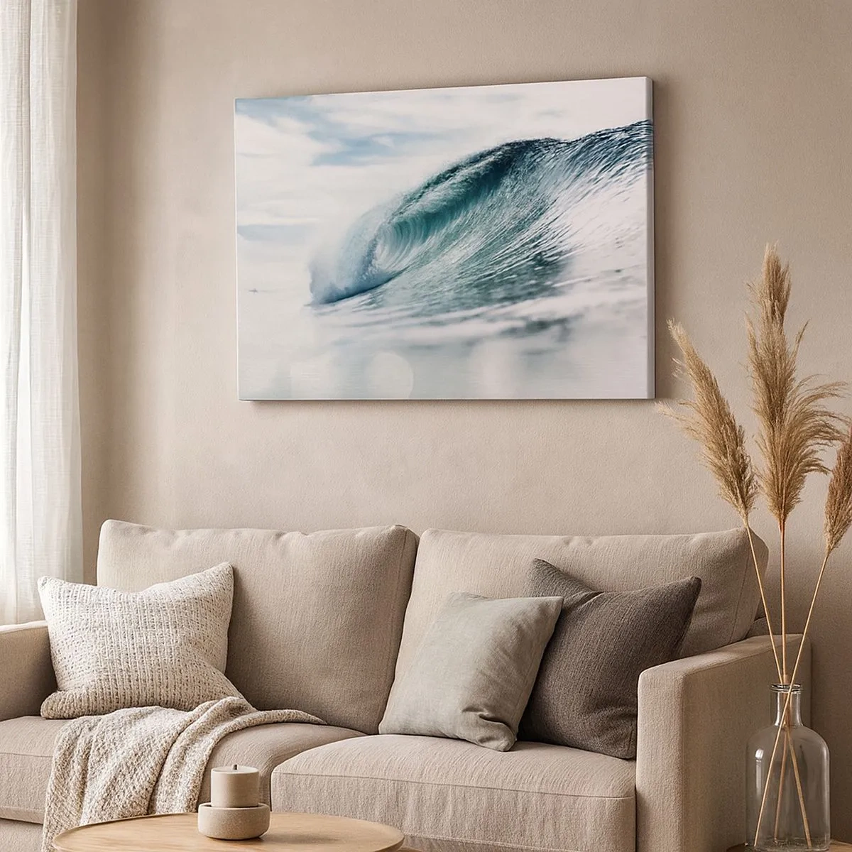 Quadro su tela - Stampe su Tela - Un'onda del mare catturata in un momento dinamico contro il cielo - 70x50cm - Cima d'acqua - Decorazione murale moderna per soggiorno e camera da letto ARTTOR