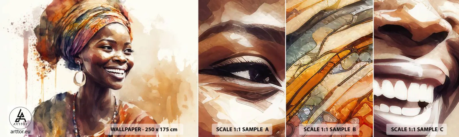 Campione di Fotomurale Adesivo Deluxe Sticker - Regina africana - Donna, afroamericano, Ritratto - 100x30 cm