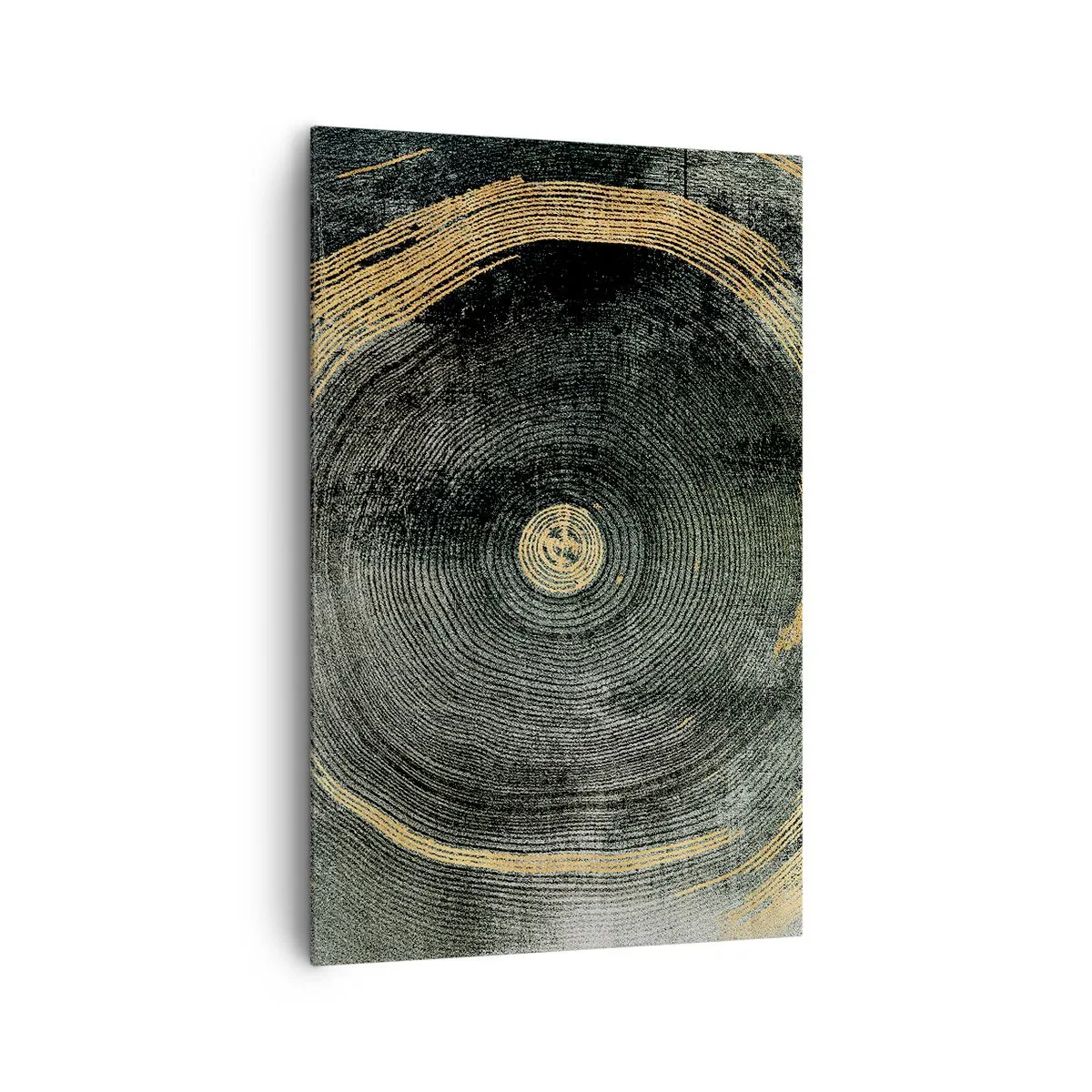 Quadro su tela - Stampe su Tela - Cerchi concentrici con accenti dorati - 80x120cm - Cambiamento e persistenza - Decorazione murale moderna per soggiorno e camera da letto ARTTOR