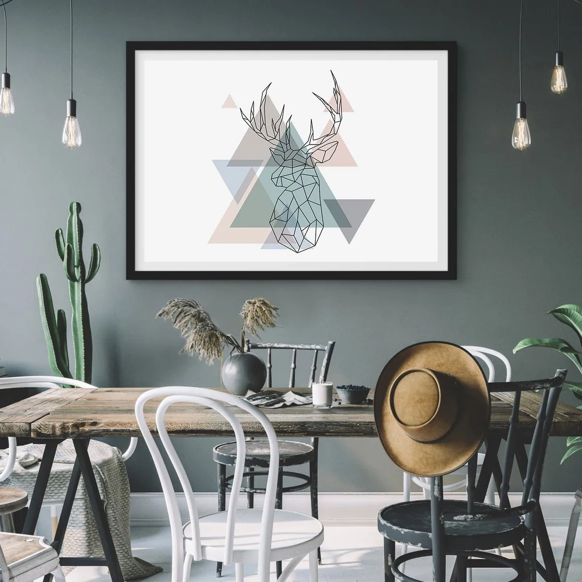 Poster in cornice nera - Nel bosco geometrico - 91x61 cm