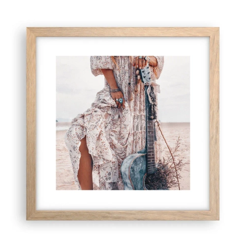 Poster in cornice rovere chiaro - Figli dei fiori in cammino - 30x30 cm