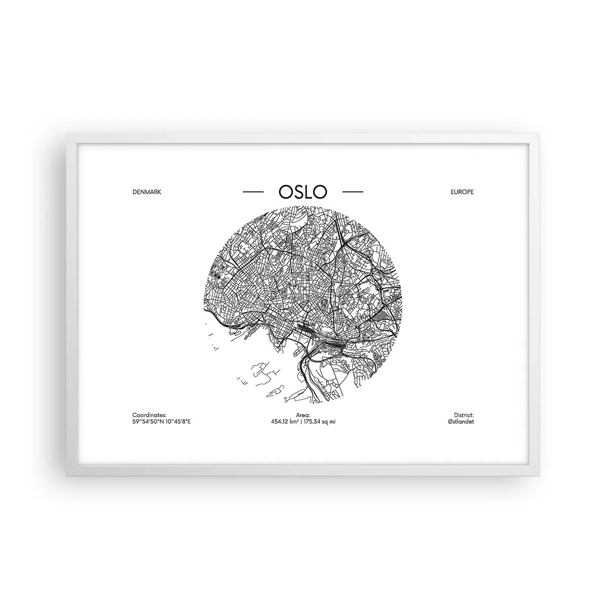 Poster in cornice bianca - Anatomia di Oslo - 70x50 cm