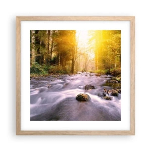 Poster in cornice rovere chiaro - Malachite in cornice oro-argento - 40x40 cm