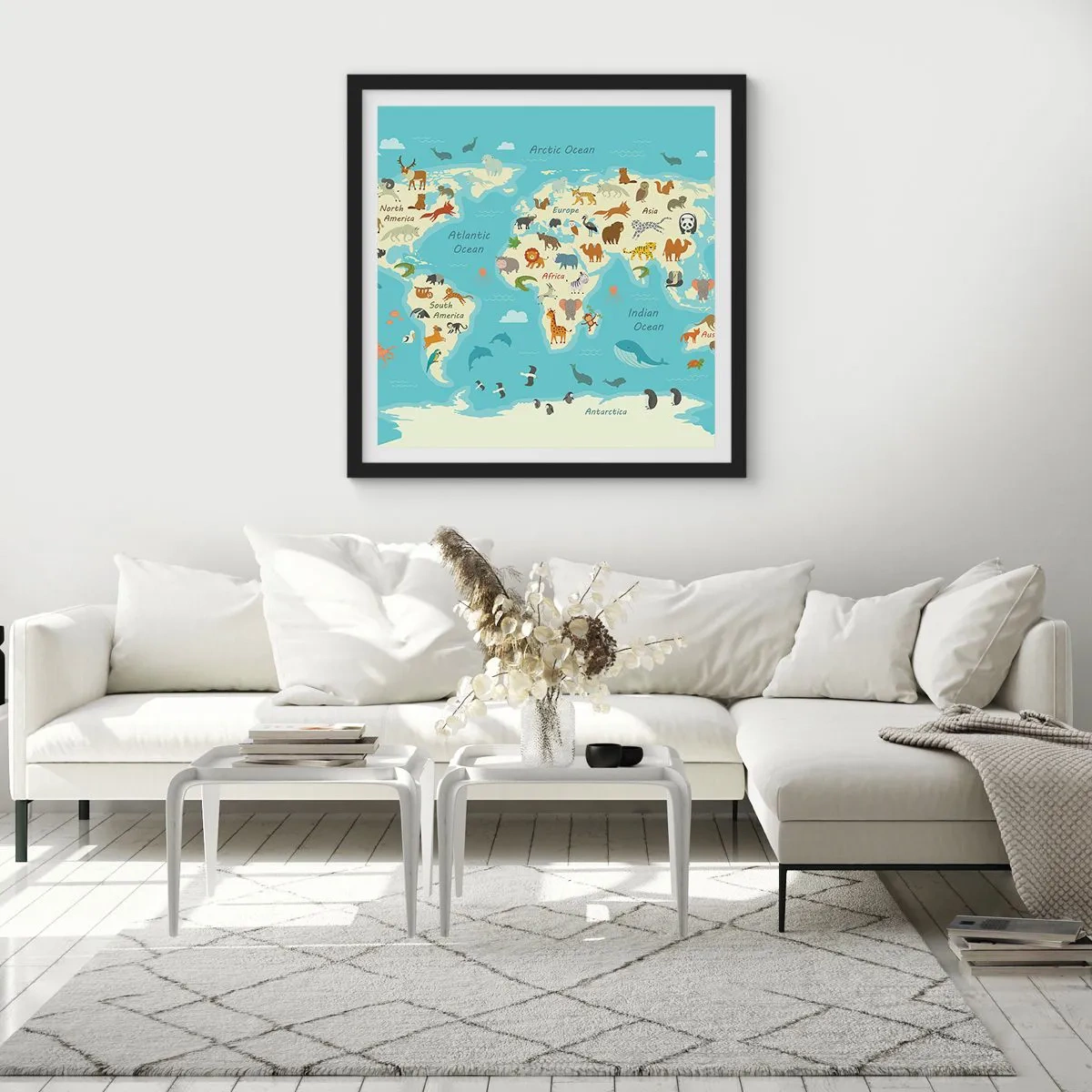 Poster in cornice nera - Buoni vicini - 60x60 cm