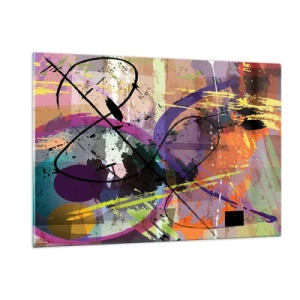 Quadro su vetro - Forme e linee astratte colorate in una composizione dinamica - 120x80cm - Per la via diritta o tortuosa - Decorazione murale moderna per soggiorno e camera da letto ARTTOR