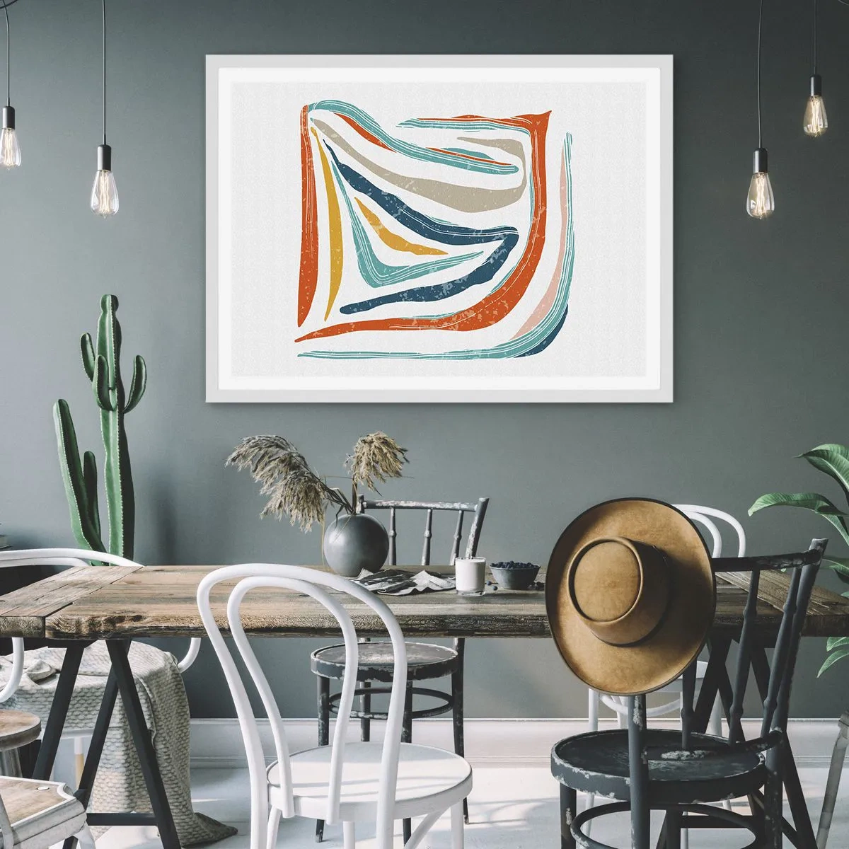 Poster in cornice bianca - Astrazione piacevolmente sorridente - 100x70 cm