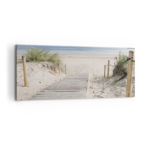 Quadro su tela - Stampe su Tela - Un sentiero di assi che conduce a una spiaggia sabbiosa - 120x50cm - Fino all'orizzonte - Decorazione murale moderna per soggiorno e camera da letto ARTTOR