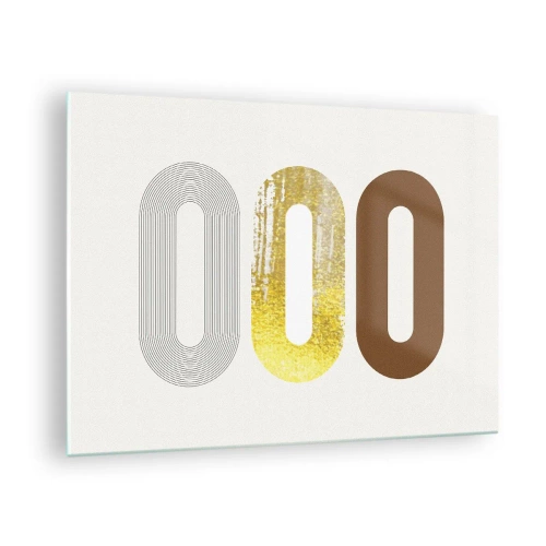 Quadro su vetro - Grafica geometrica moderna in oro e bronzo - 70x50cm - Ohh! - Decorazione murale moderna per soggiorno e camera da letto ARTTOR