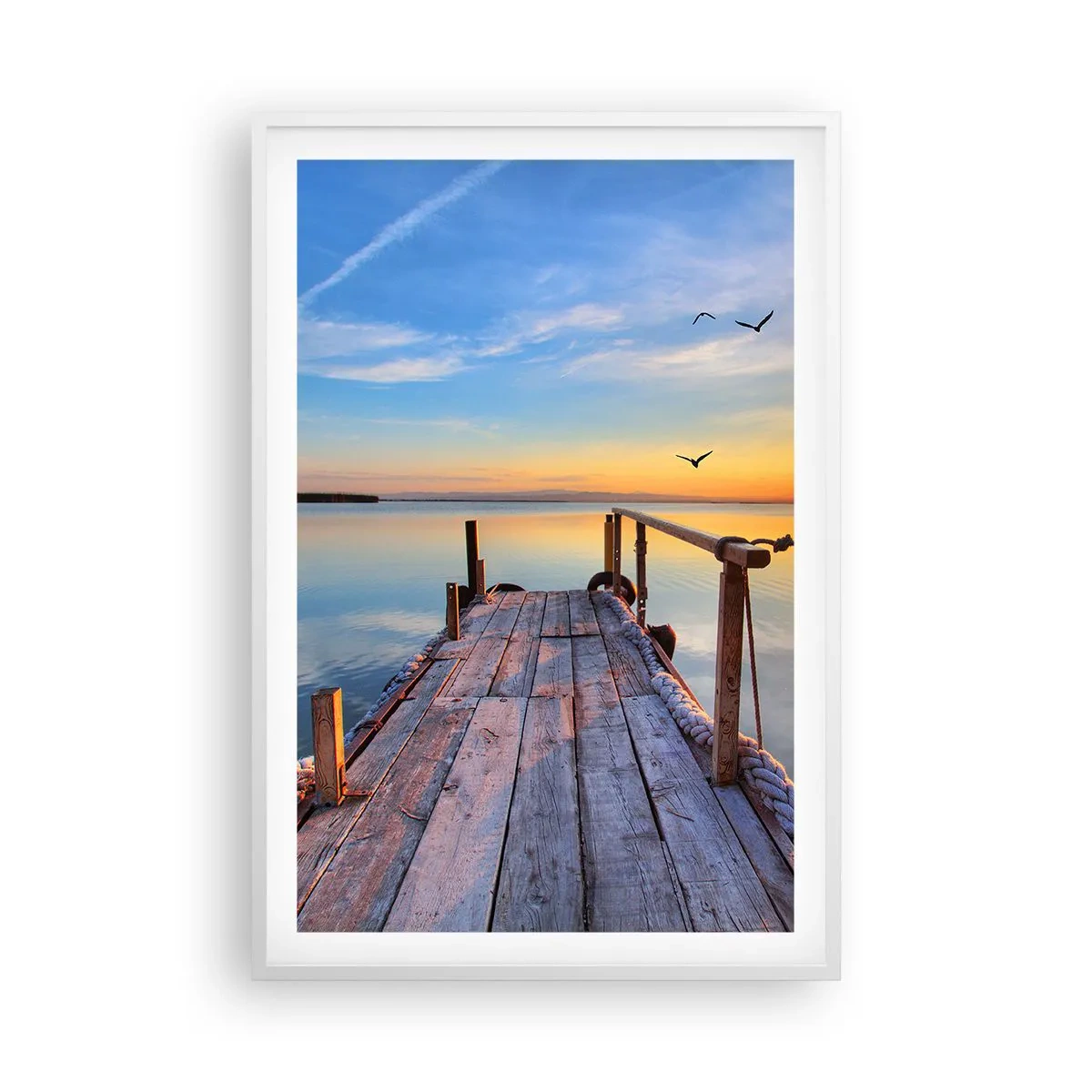 Poster in cornice bianca - Camminando verso il sole - 61x91 cm