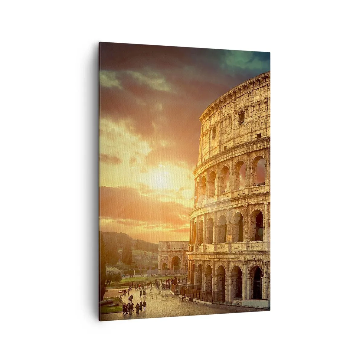 Quadro su tela - Stampe su Tela - Il Colosseo a Roma al tramonto - 70x100cm - Impressione colossale - Decorazione murale moderna per soggiorno e camera da letto ARTTOR