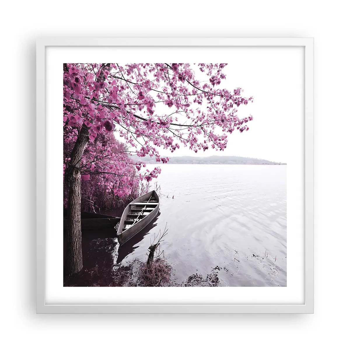 Poster in cornice bianca - Nel silenzio rosa - 50x50 cm