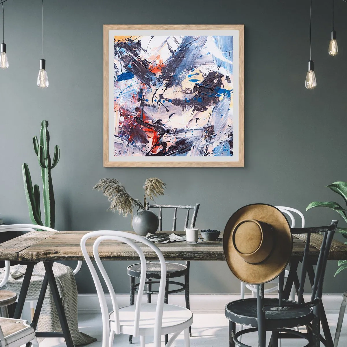 Poster in cornice rovere chiaro - La danza folle dell'astrazione - 30x30 cm
