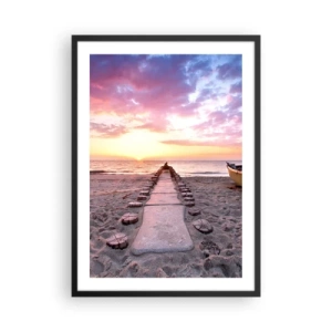 Poster in cornice nera - Sentiero sulla spiaggia al tramonto - 50x70cm - Un momento profondo - Decorazione murale moderna per soggiorno e camera da letto ARTTOR
