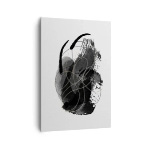 Quadro su tela - Stampe su Tela - Astrazione in nero e oro su sfondo bianco - 70x100cm - Nato dal nero - Decorazione murale moderna per soggiorno e camera da letto ARTTOR