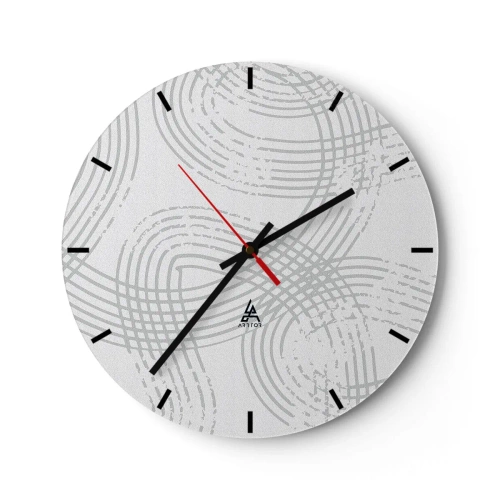 Orologio da parete - Orologio in Vetro - Linee grigie che si incrociano e formano un motivo su uno sfondo bianco - 30x30cm - Non vi è una via diritta - Decorazione murale moderna per soggiorno, cucina e camera da letto ARTTOR