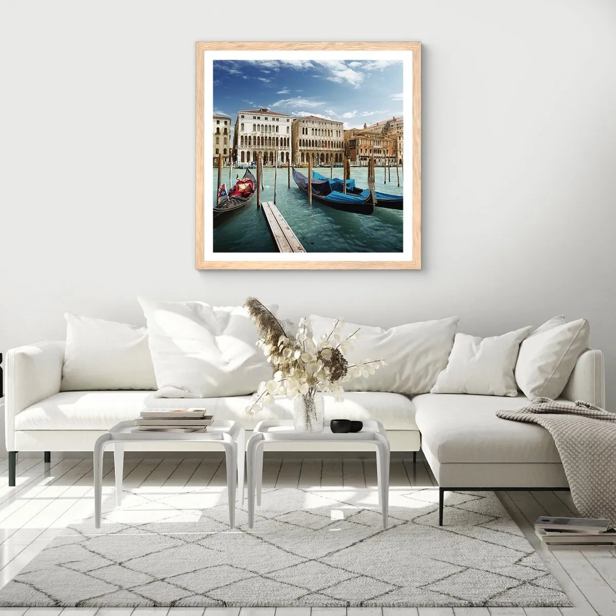 Poster in cornice rovere chiaro - Palazzi nel blu - 60x60 cm