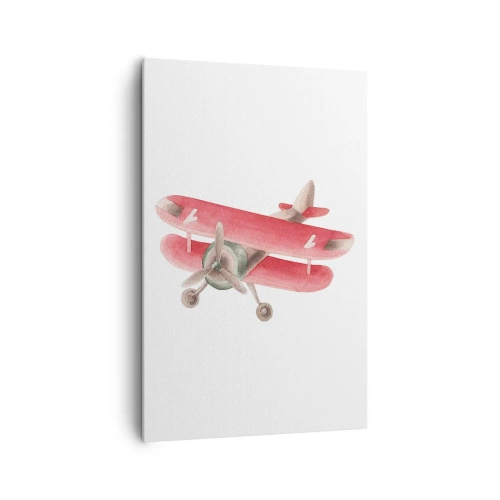 Quadro su tela - Stampe su Tela - Aereo retrò rosso su sfondo bianco - 80x120cm - Pronto a volare alto - Decorazione murale moderna per soggiorno e camera da letto ARTTOR