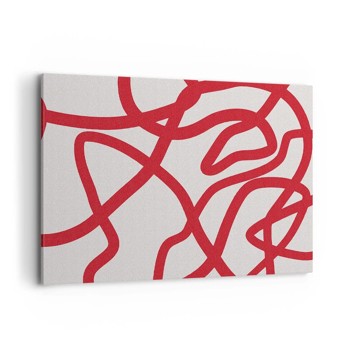 Quadro su tela - Stampe su Tela - Linee astratte rosse su sfondo bianco - 100x70cm - Rosso su bianco - Decorazione murale moderna per soggiorno e camera da letto ARTTOR