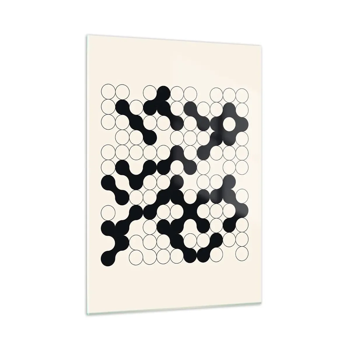 Quadro su vetro - Un mosaico grafico in bianco e nero composto da punti collegati. - 50x70cm - Gioco cinese: variazione - Decorazione murale moderna per soggiorno e camera da letto ARTTOR