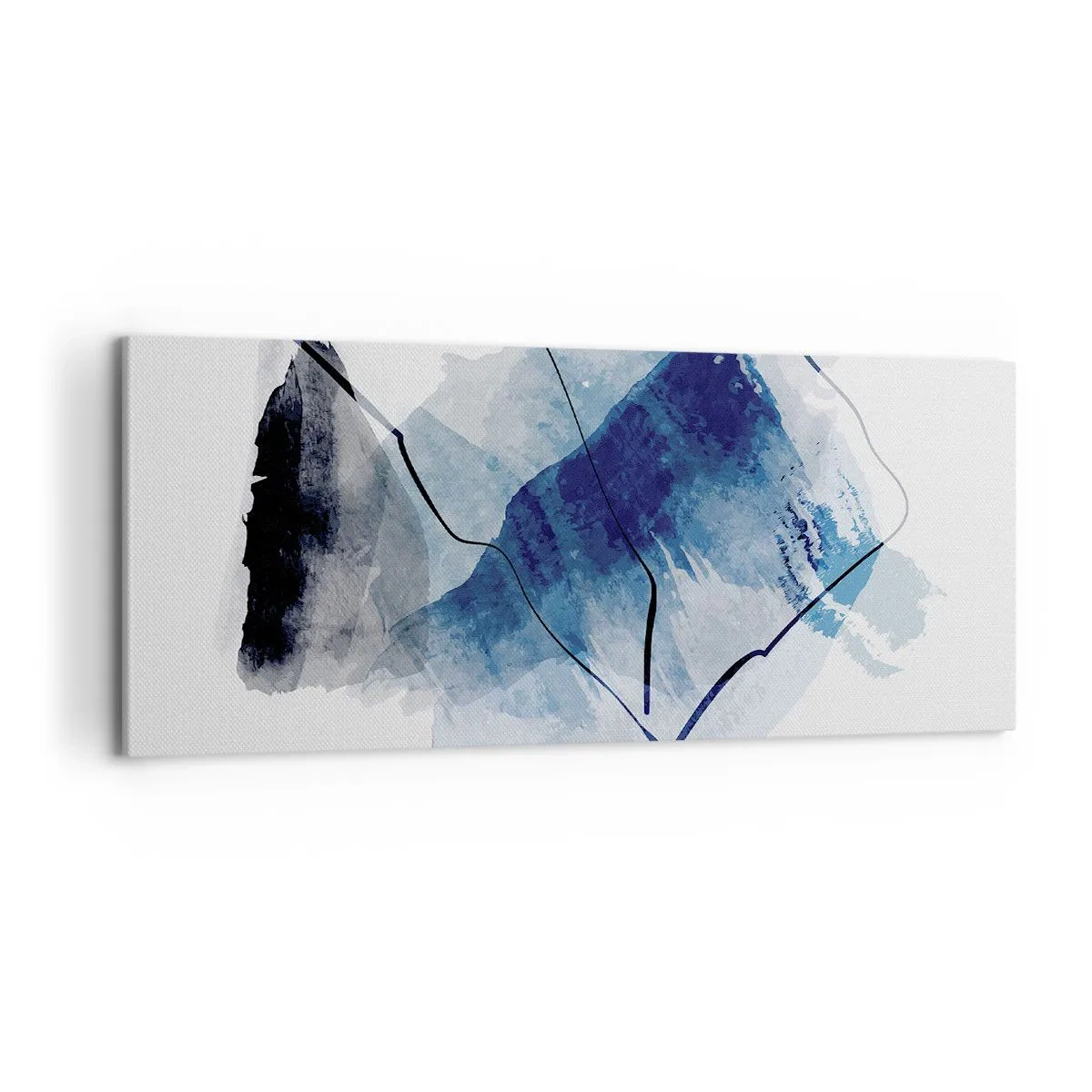 Quadro su tela - Stampe su Tela - Forme astratte nei toni del blu con linee delicate - 120x50cm - Monte di ghiaccio - Decorazione murale moderna per soggiorno e camera da letto ARTTOR