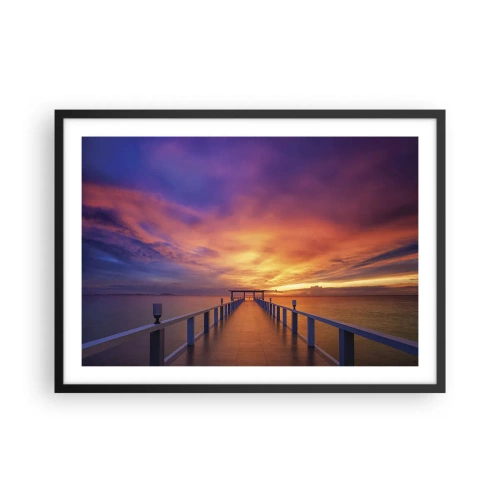 Poster in cornice nera - Un molo che conduce al mare durante il tramonto - 70x50cm - Senza fine - Decorazione murale moderna per soggiorno e camera da letto ARTTOR