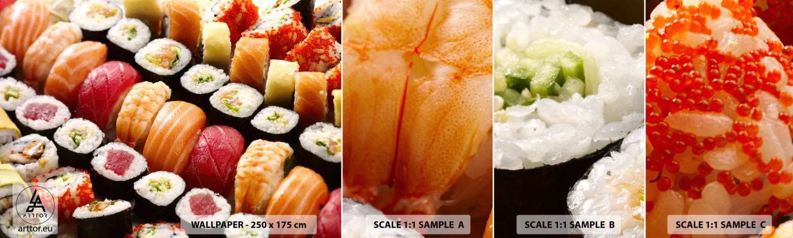 Campione Di Fotomurale Standard Eco - Colori e sapori dell'Asia - Gastronomia, Sushi, Asia - 100x30 cm