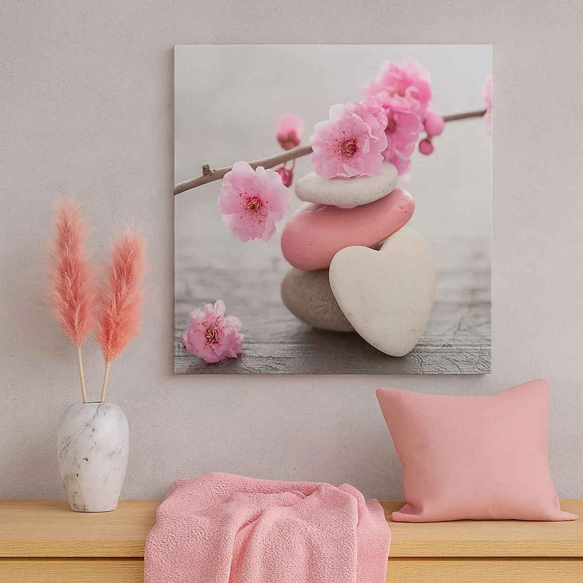 Quadro su tela - Stampe su Tela - Serenità con fiori di ciliegio - 30x30 cm