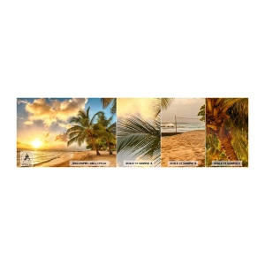 Campione di Fotomurale Adesivo Deluxe Sticker - Estate perpetua, vacanze per sempre - Paesaggio, Spiaggia, Palma da cocco - 100x30 cm