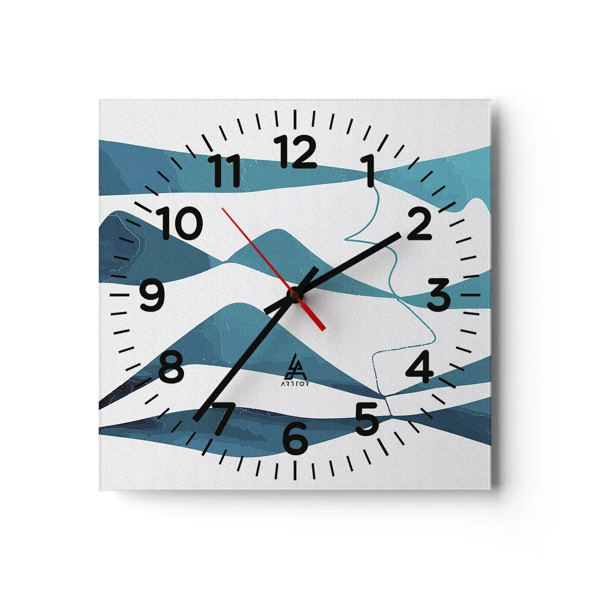 Orologio da parete - Orologio in Vetro - Astrazione: legame turchese - 30x30 cm