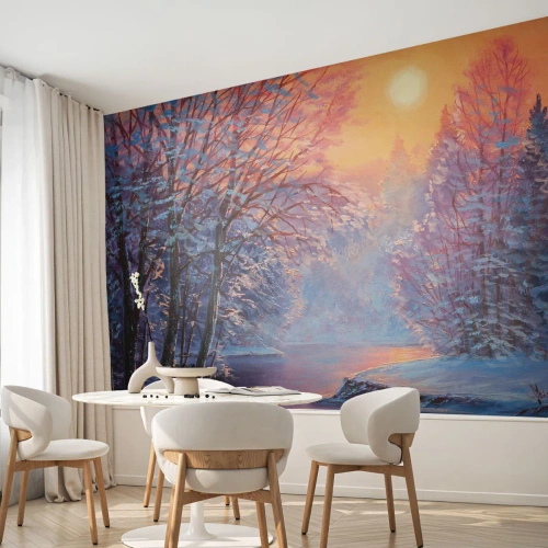 Fotomurali Premium Sand - I colori dell'inverno - Paesaggio, Fiume, foresta - 350x256 cm