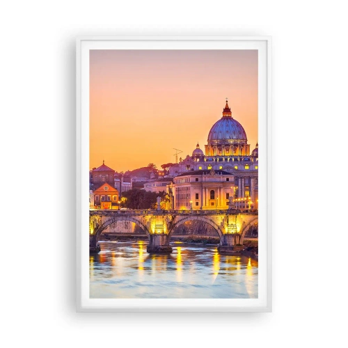 Poster in cornice bianca - Tramonto sulla Città Eterna - 70x100 cm