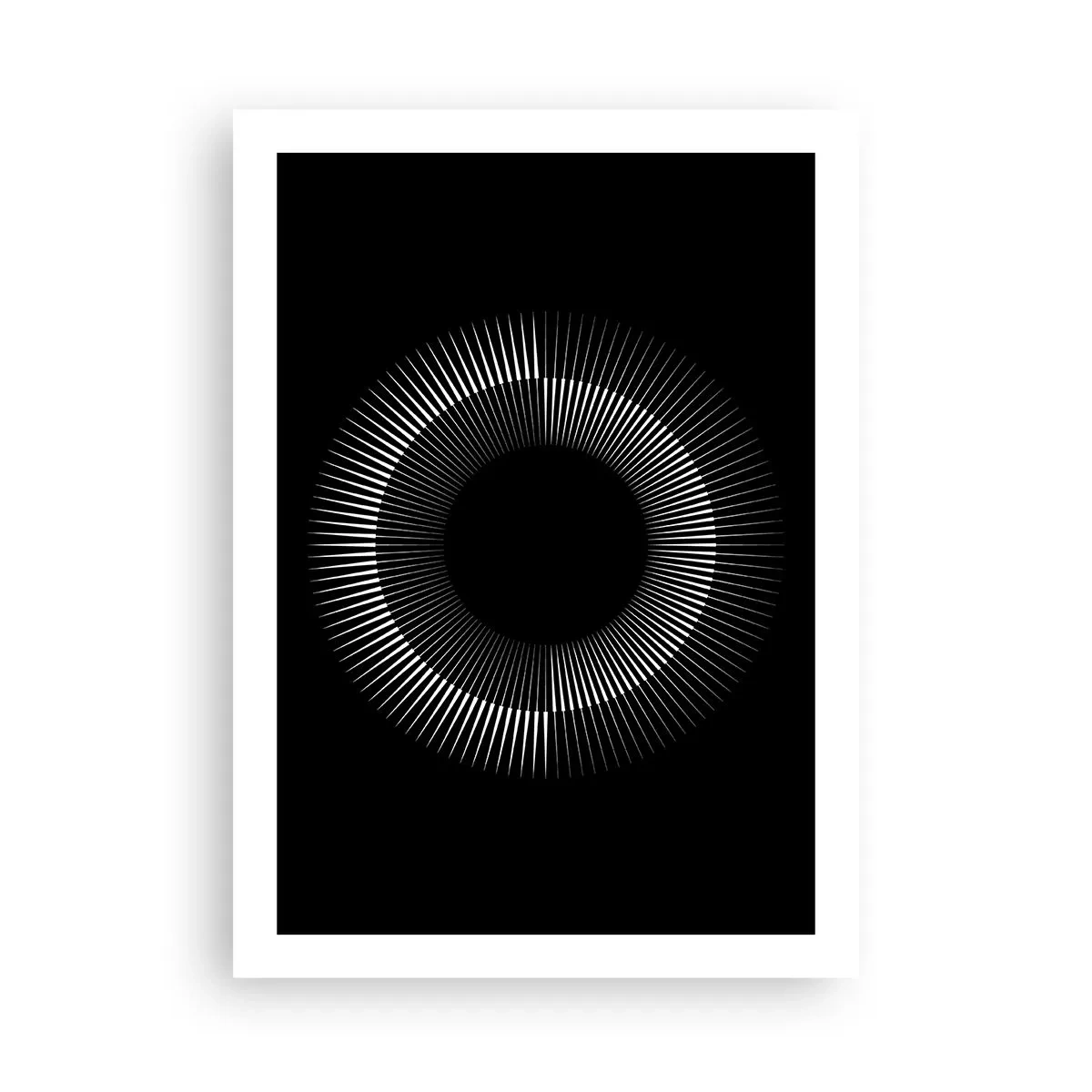 Poster - Una composizione affascinante di un cerchio luminoso su uno sfondo nero. - 50x70cm - Sole nero - Decorazione murale moderna per soggiorno e camera da letto ARTTOR