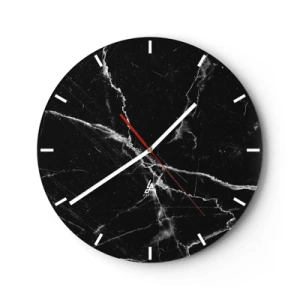 Orologio da parete - Orologio in Vetro - Superficie in marmo nero con venature bianche - 30x30cm - La vita segreta delle pietre - Decorazione murale moderna per soggiorno, cucina e camera da letto ARTTOR