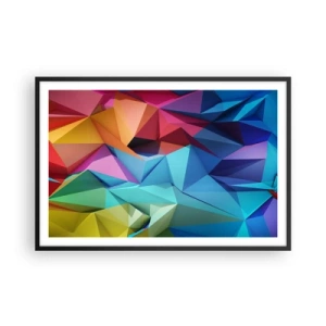 Poster in cornice nera - Origami arcobaleno - 91x61 cm