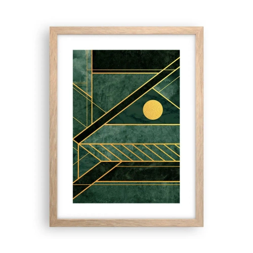 Poster in cornice rovere chiaro - Dinamica di oro e azzurro - 30x40 cm