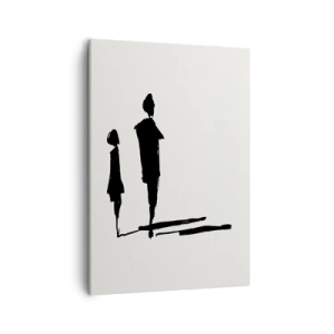 Quadro su tela - Stampe su Tela - Silhouette di due persone in nero su sfondo chiaro - 50x70cm - Sicuramente insieme? - Decorazione murale moderna per soggiorno e camera da letto ARTTOR