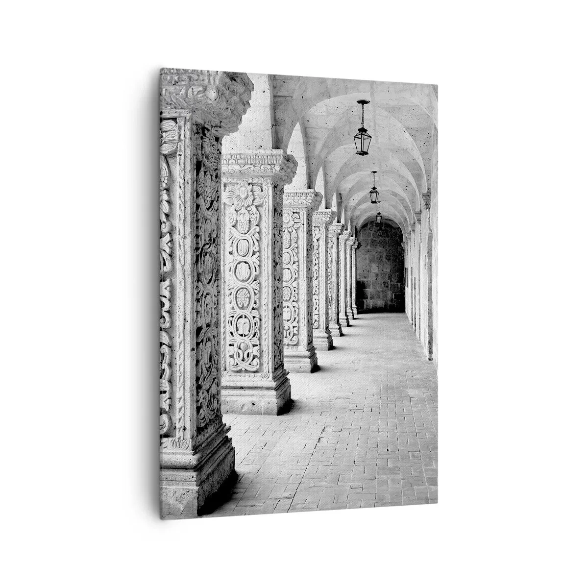 Quadro su tela - Stampe su Tela - Colonne storiche in uno scatto monocromatico - 70x100cm - Dove porterà? - Decorazione murale moderna per soggiorno e camera da letto ARTTOR