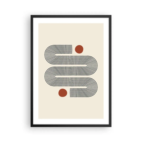 Poster in cornice nera - Motivo geometrico con linee e cerchi rossi - 50x70cm - Dall'inizio alla fine - Decorazione murale moderna per soggiorno e camera da letto ARTTOR