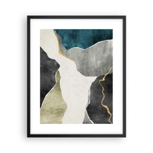 Poster in cornice nera - Composizione mosaico con filo d'oro - 40x50 cm