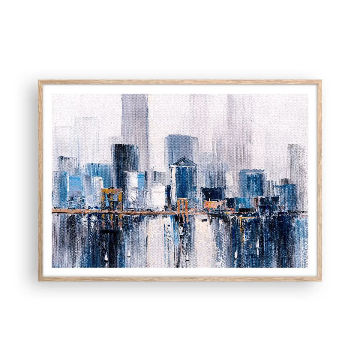 Poster in cornice rovere chiaro - Impressione di New York - 100x70 cm
