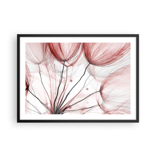 Poster in cornice nera - Delicati fiori nei toni del rosso su uno sfondo chiaro - 70x50cm - Prima del decollo - Decorazione murale moderna per soggiorno e camera da letto ARTTOR