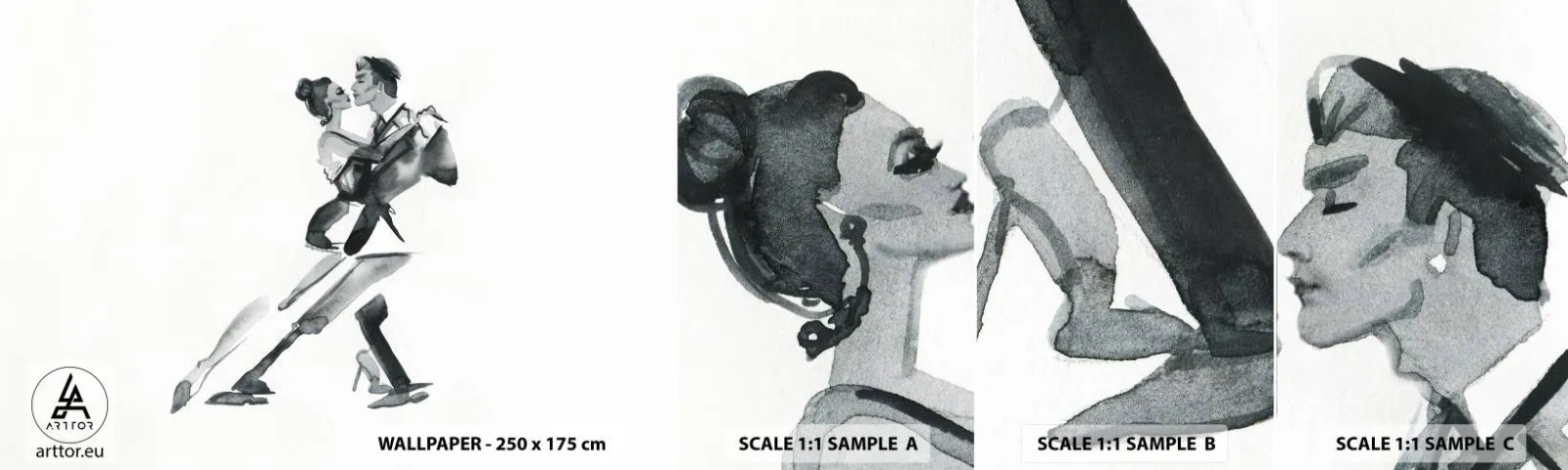 Campione di Fotomurale Adesivo Deluxe Sticker - In un unico ritmo - Tango, Danza, Ballerino - 100x30 cm