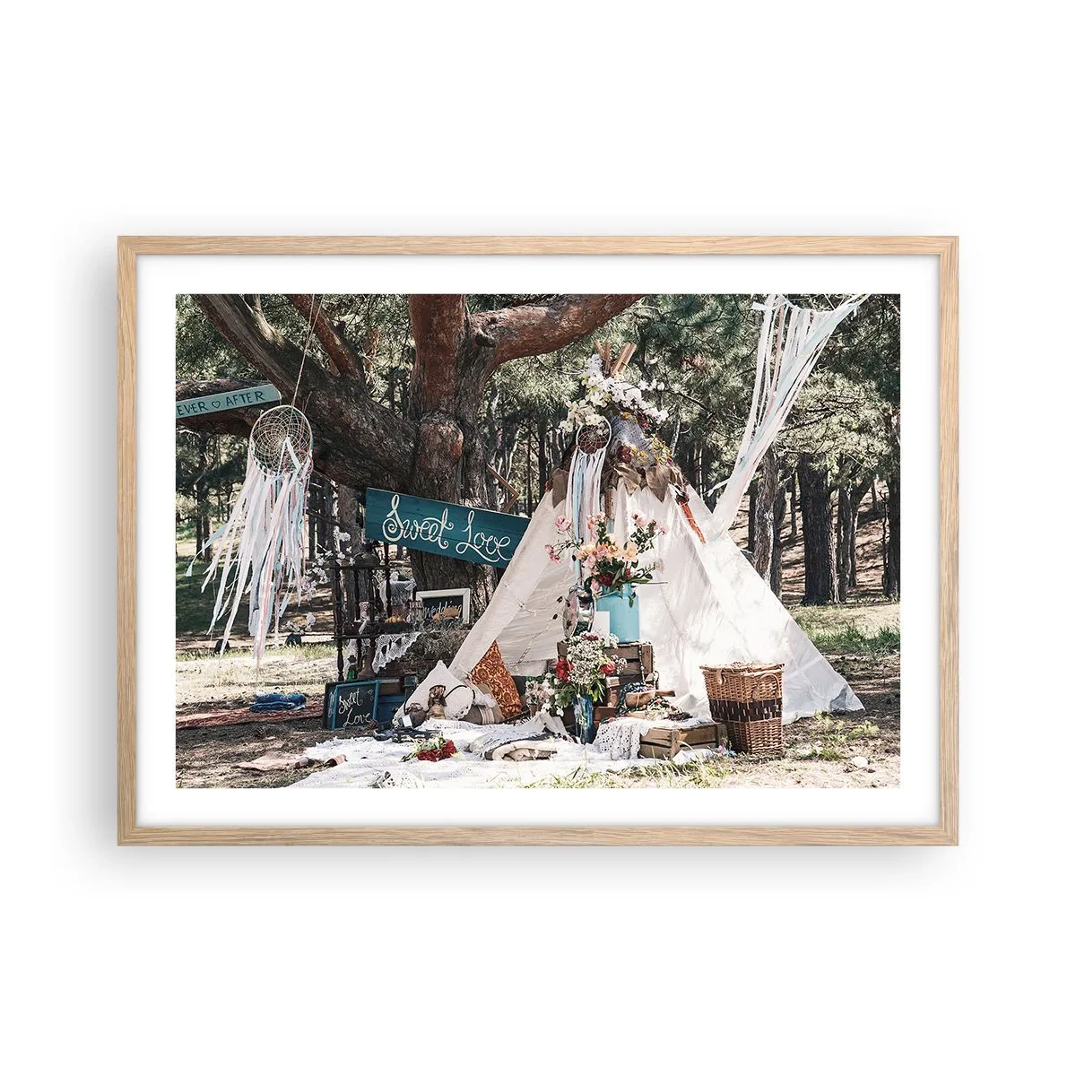 Poster in cornice rovere chiaro - Make love... - 70x50 cm