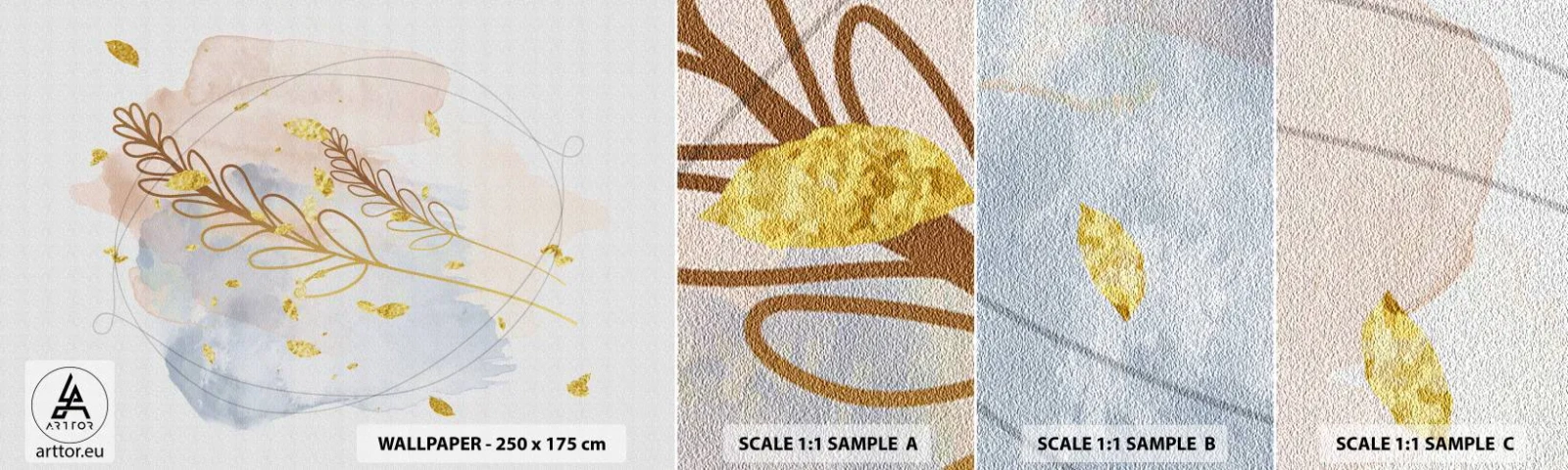 Campione di Fotomurale Adesivo Deluxe Sticker - Soffio d'oro - Luminoso, Minimalista, Moderno - 100x30 cm