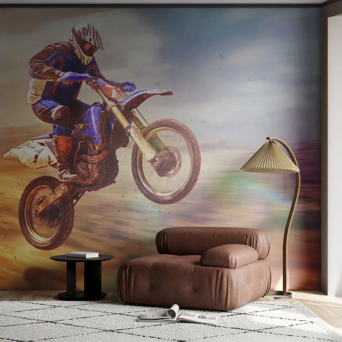 Fotomurali Premium Sand - Vertigini motociclistiche - Motocross, Sport, Motociclista - 350x256 cm