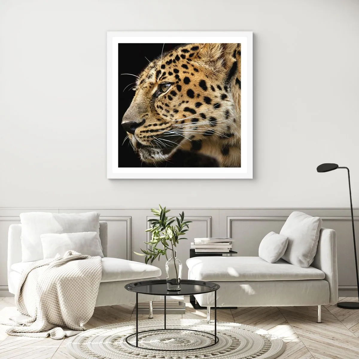 Poster in cornice bianca - Calmo, concentrato, pronto - 40x40 cm