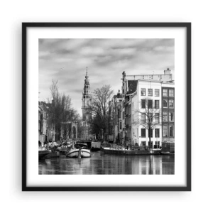 Poster in cornice nera - Atmosfera di Amsterdam - 50x50 cm