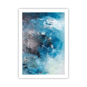 Poster - Composizione astratta nei toni del blu - 50x70cm - Rapsodia blu - Decorazione murale moderna per soggiorno e camera da letto ARTTOR
